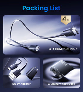 NEWCARE 4K HDMI Splitter side view highlights compact aluminum design