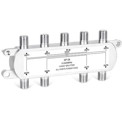 NewCare 8-Way Splitter front view distributes signal to eight devices efficiently