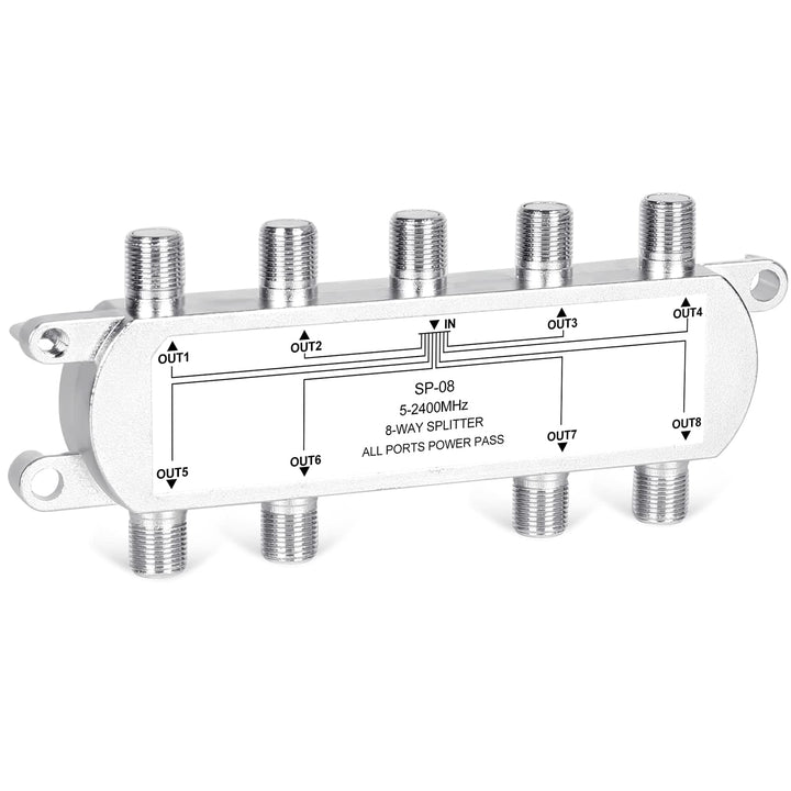 NewCare 8-Way Splitter front view distributes signal to eight devices efficiently