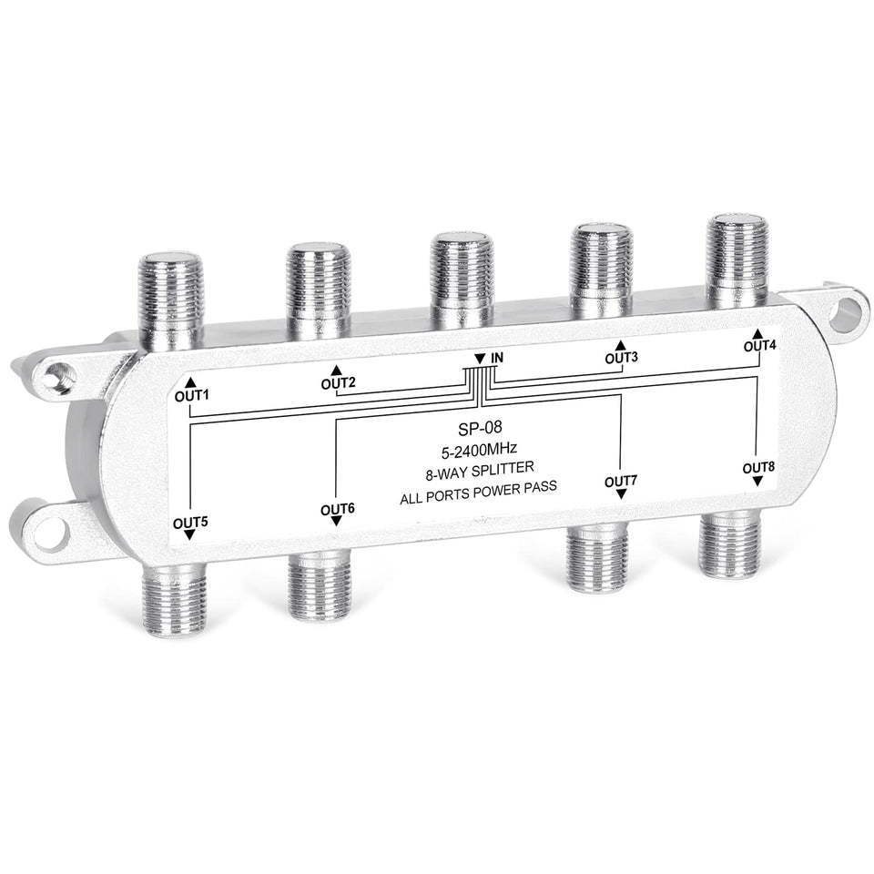 NewCare 8-Way Splitter front view distributes signal to eight devices efficiently