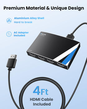 NewCare splitter size and scale shown for placement on a compact desk.