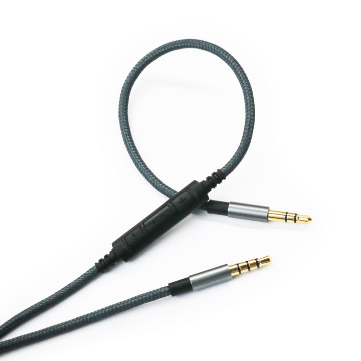 NewFantasia cable front view showing 3.5mm plugs and durable housing for reliable connections