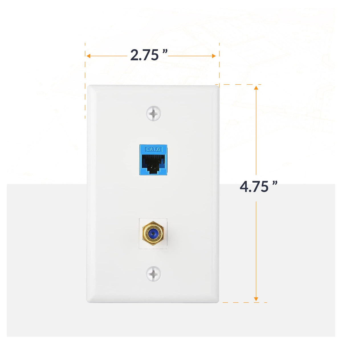 Newhouse Hardware coaxial wall plate 5-pack tidy coax connections for cable TV.