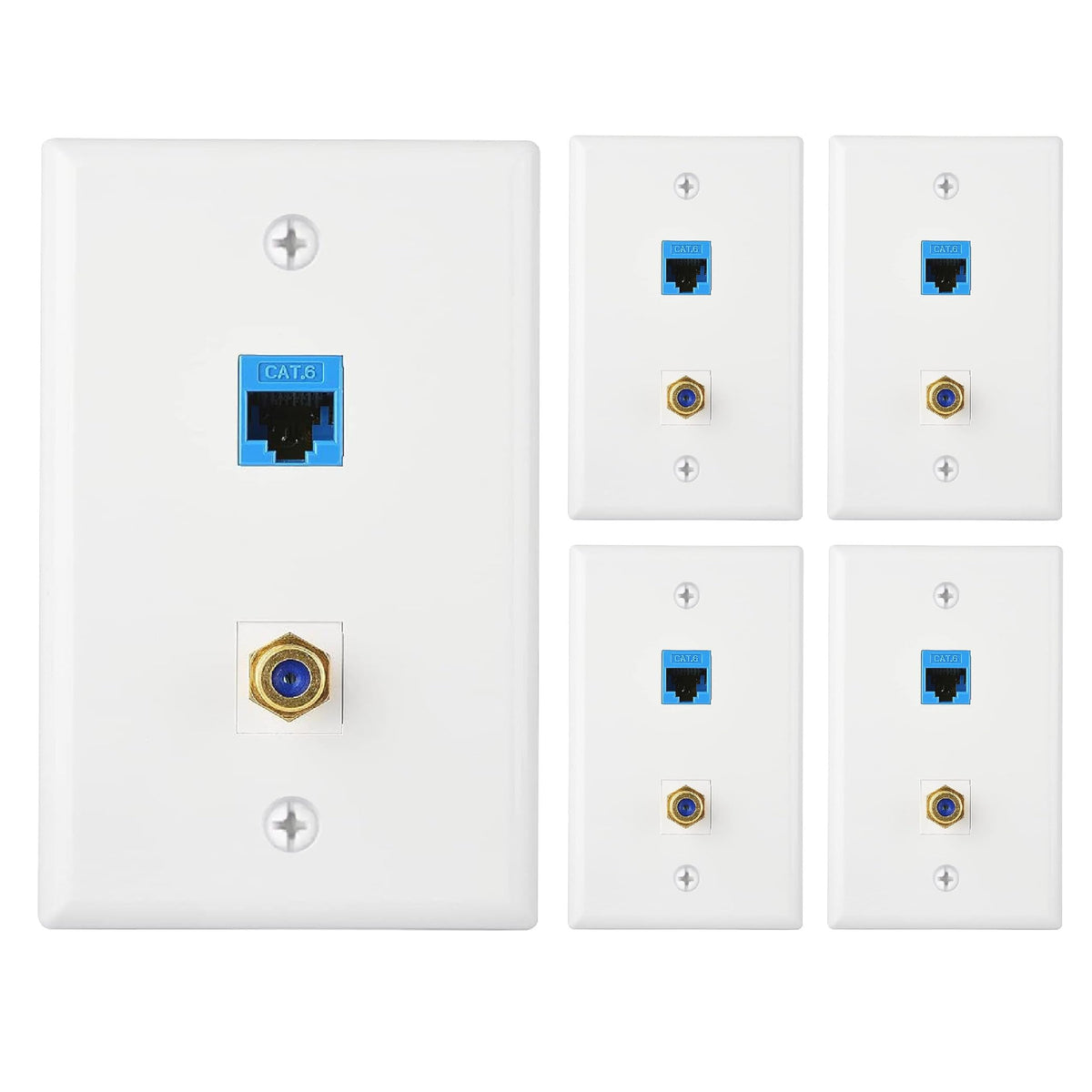 Newhouse Hardware Ethernet wall plate 5-pack enables clean, reliable network connections.
