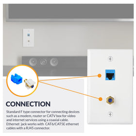 Newhouse Hardware RJ45 keystone jack ready for high-speed CAT6 connections.