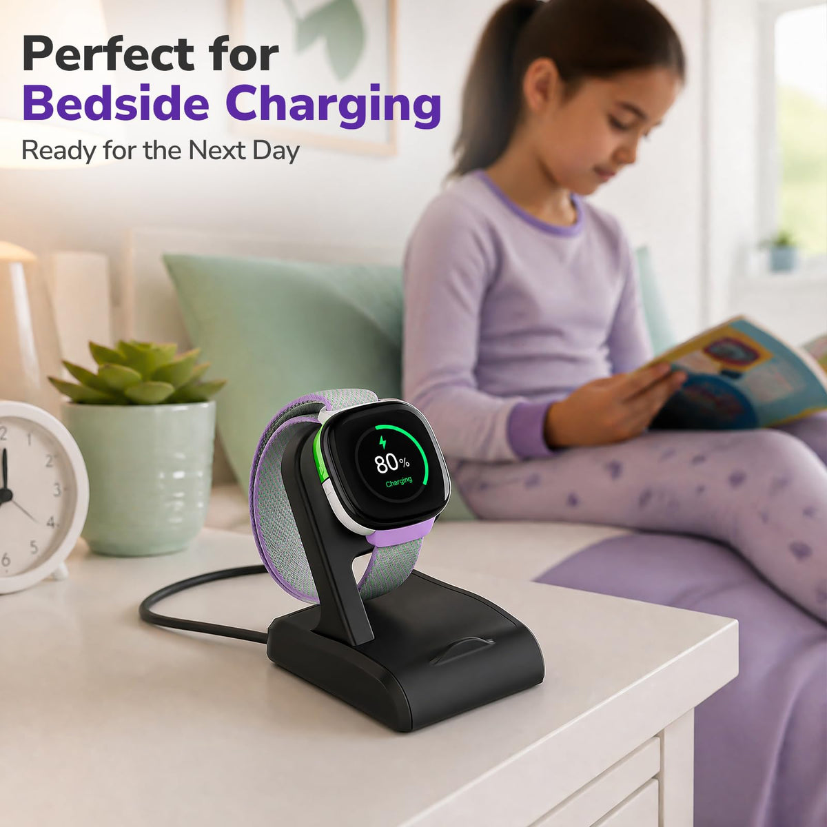 NewJourney stand with non-slip base keeps the watch steady on a desk.