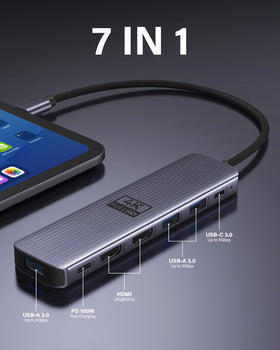 Close view of the 7-in-1 Newmight dock showing its front-port array.