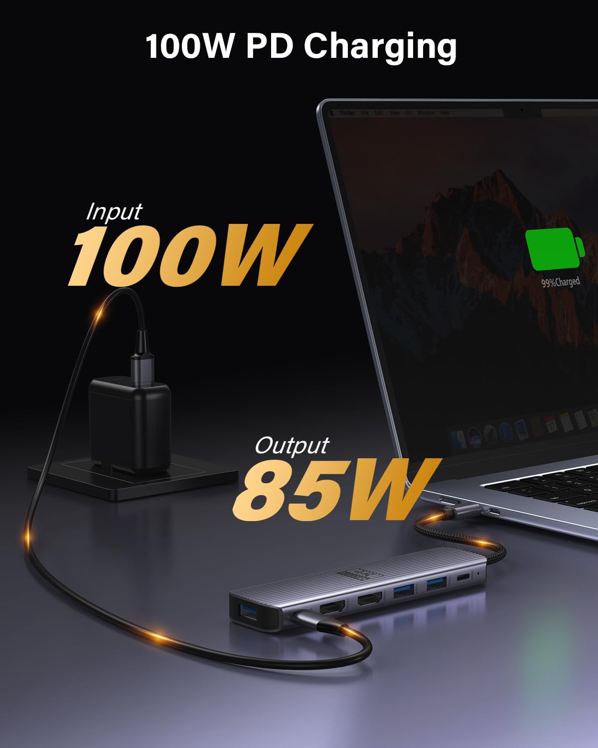 Compatibility across MacBook Pro/Air and Windows laptops with DP Alt Mode.