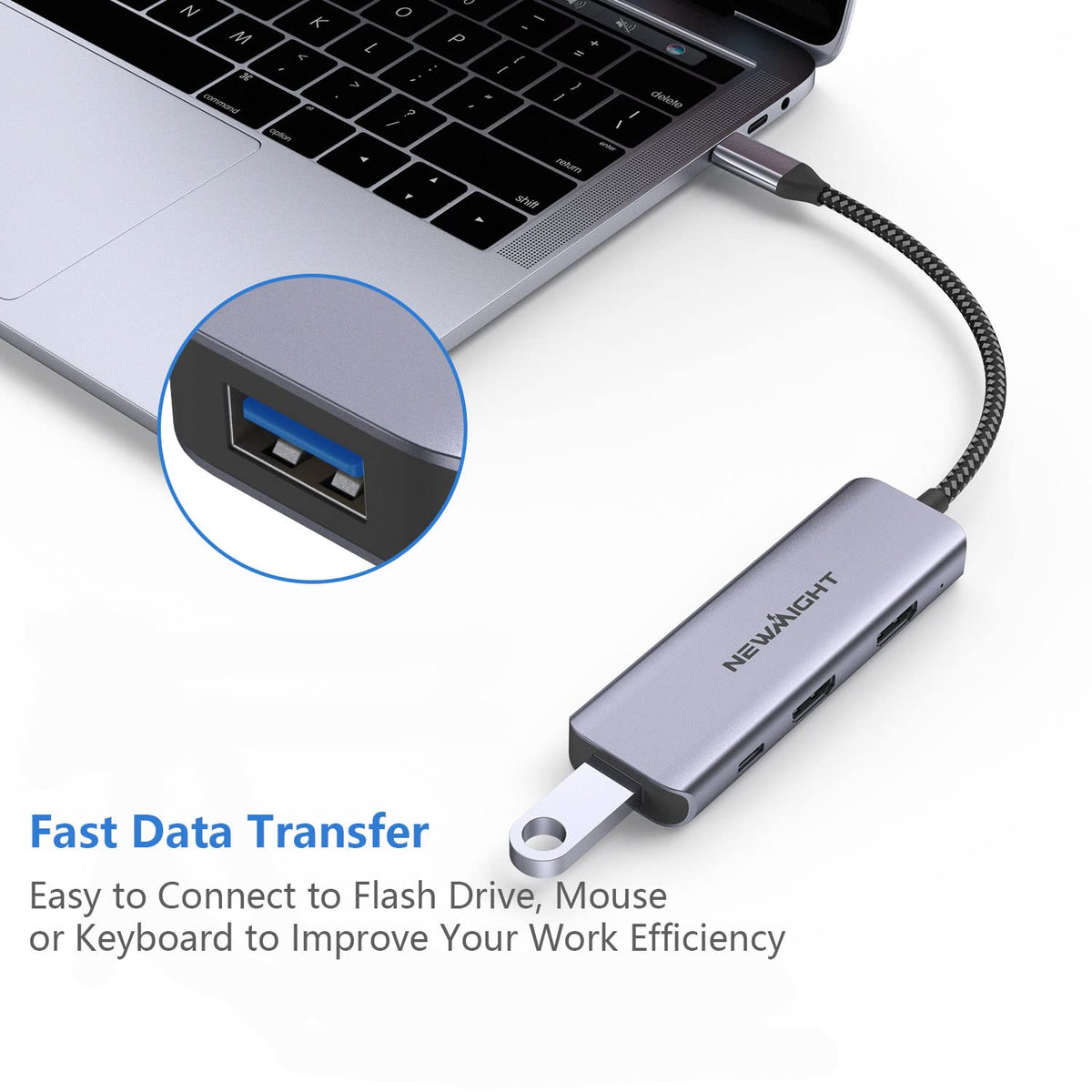 Newmight USB-C Dual HDMI Adapter 100W PD charging while in use during work.
