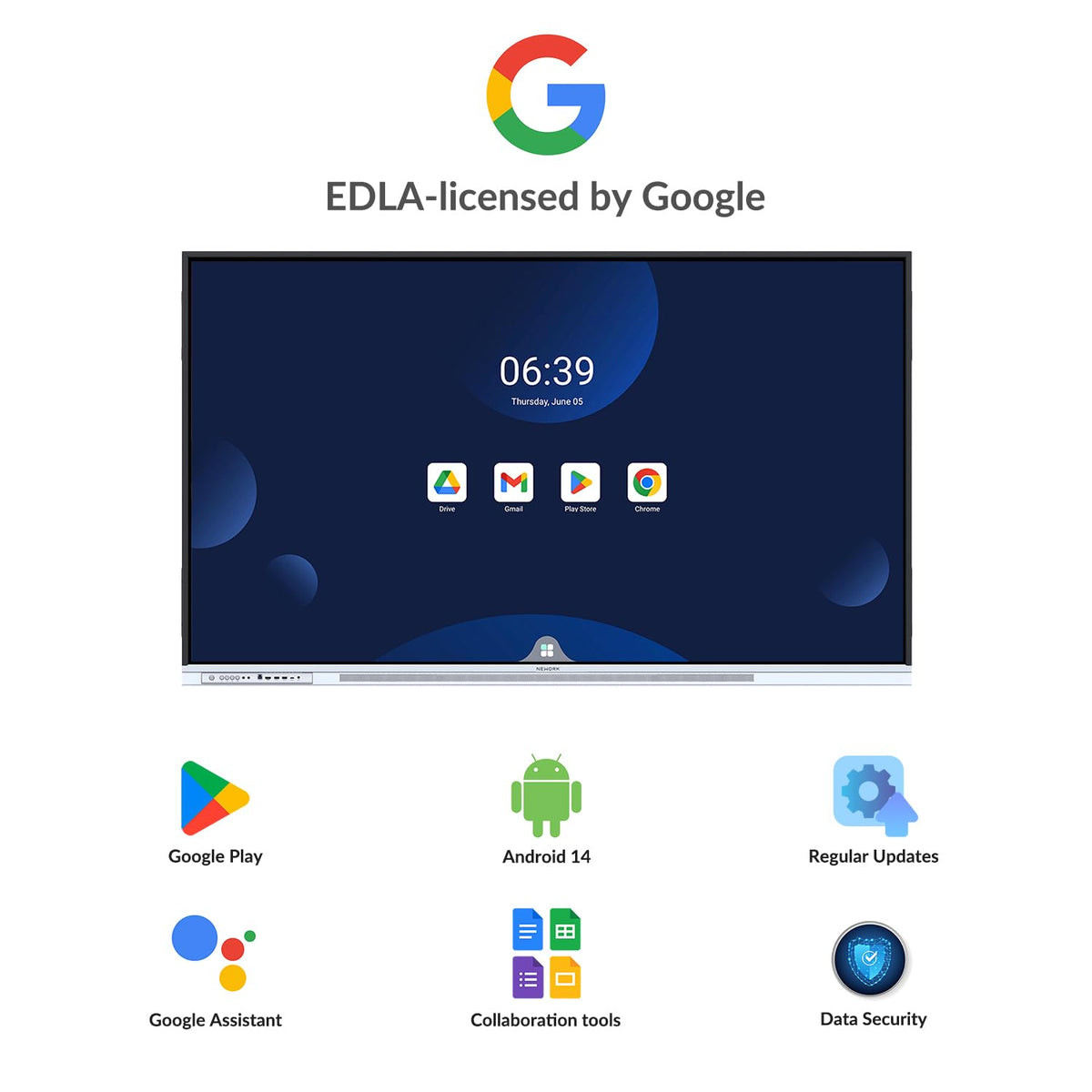 NEWORK Google EDLA-certified interface providing access to apps and tools