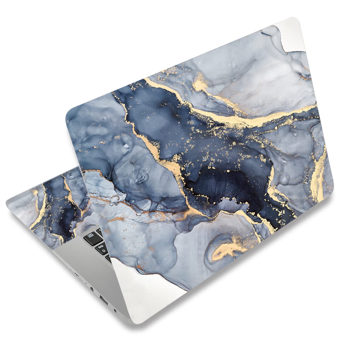 Newplenty Marble laptop skin on a 15.6-inch laptop adds style and surface protection.