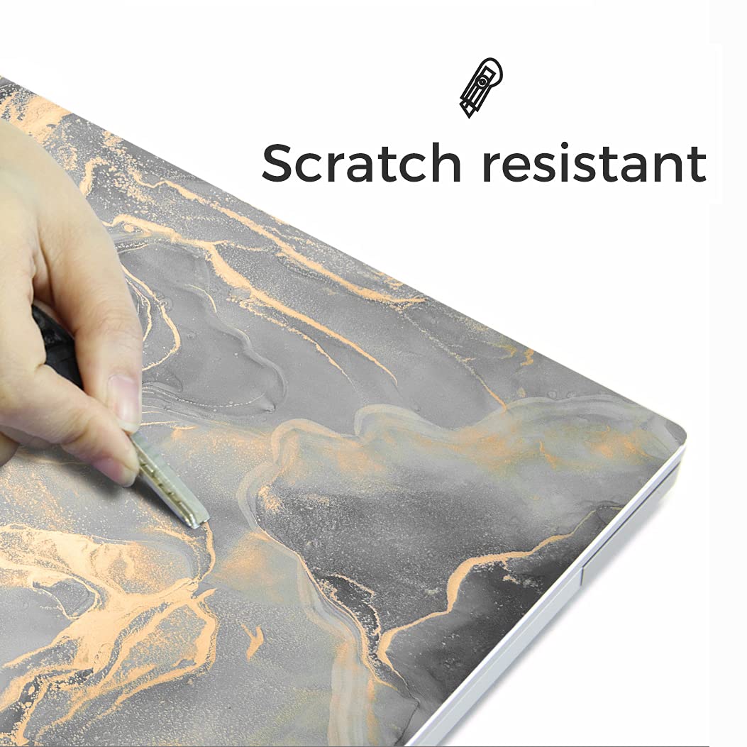 Protective, dustproof surface on a notebook with Newplenty marble skin.