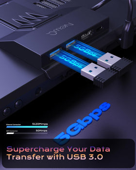 NEWQ dock connected to TV showing seamless big‑screen gaming setup