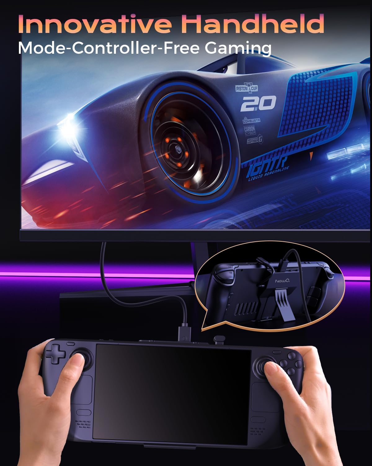 NEWQ HDMI 4K port close up enabling crisp 4K@60Hz external display