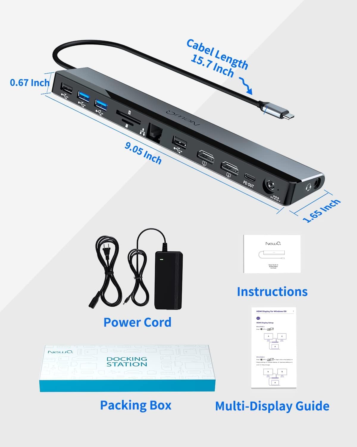 NEWQ USB-C Dock front-panel ports for easy access