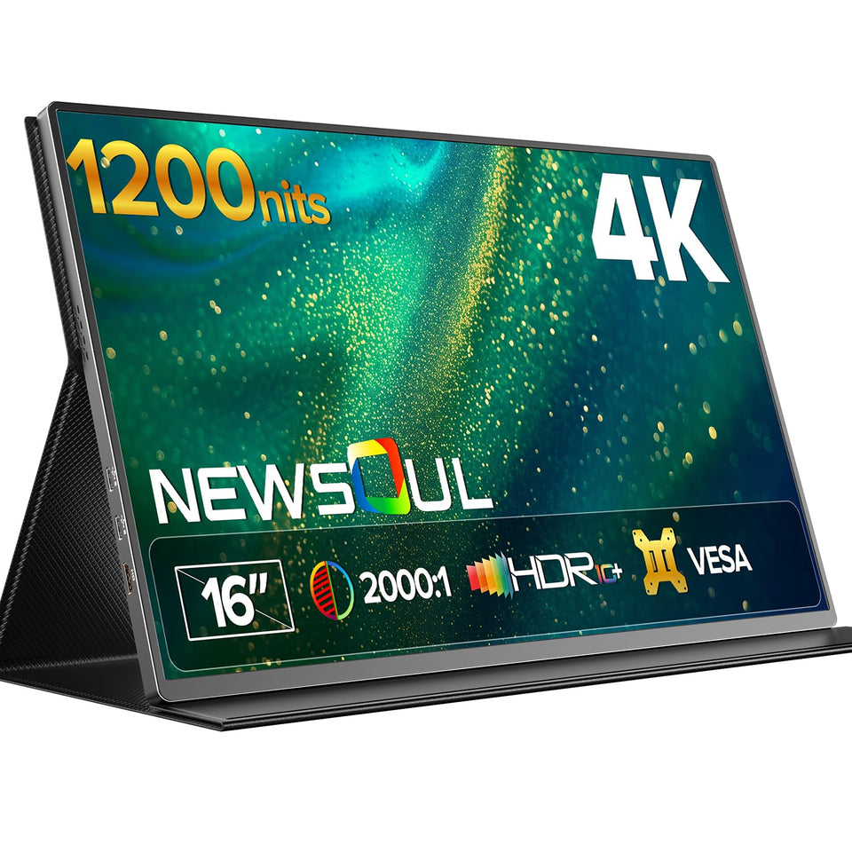 Newsoul 4K portable monitor angled view for on-the-go productivity