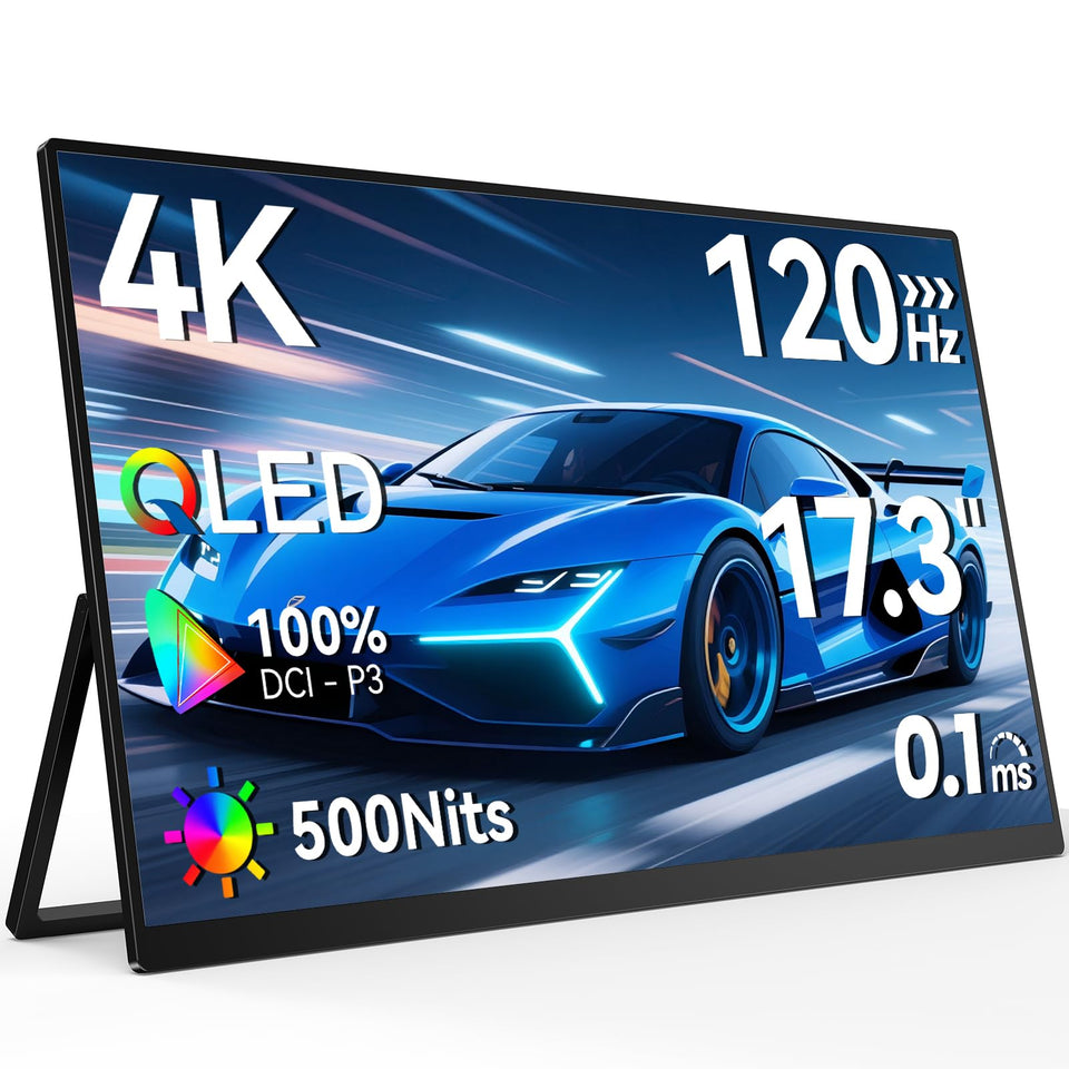 Newsoul 4K QLED portable monitor shows ultra-clear display for crisp photos and videos on the go.