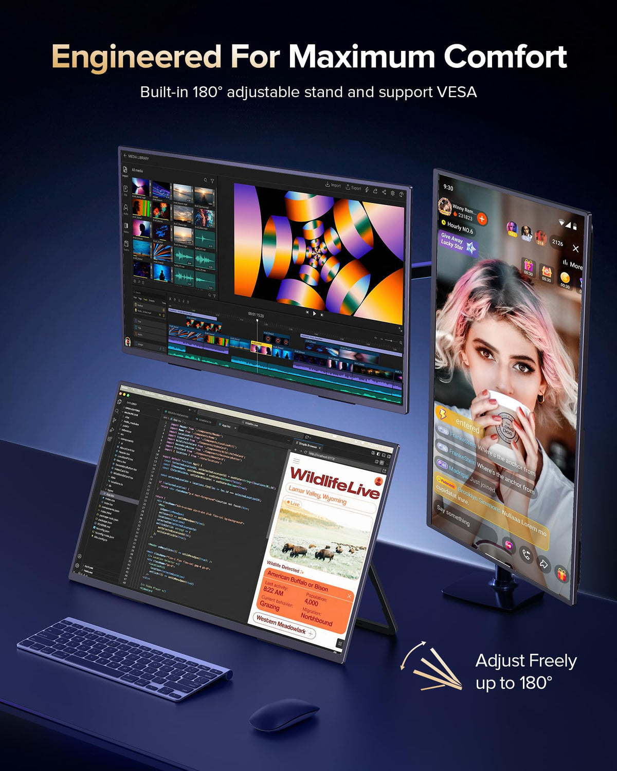 Newsoul large portable screen supports multi-device setups, boosting productivity on the go.