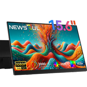 Newsoul 15.6-inch portable monitor front view, compact travel-ready display.