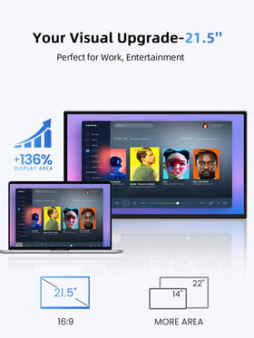Newsoul portable monitor connected via USB-C and HDMI for easy plug-and-play with laptops