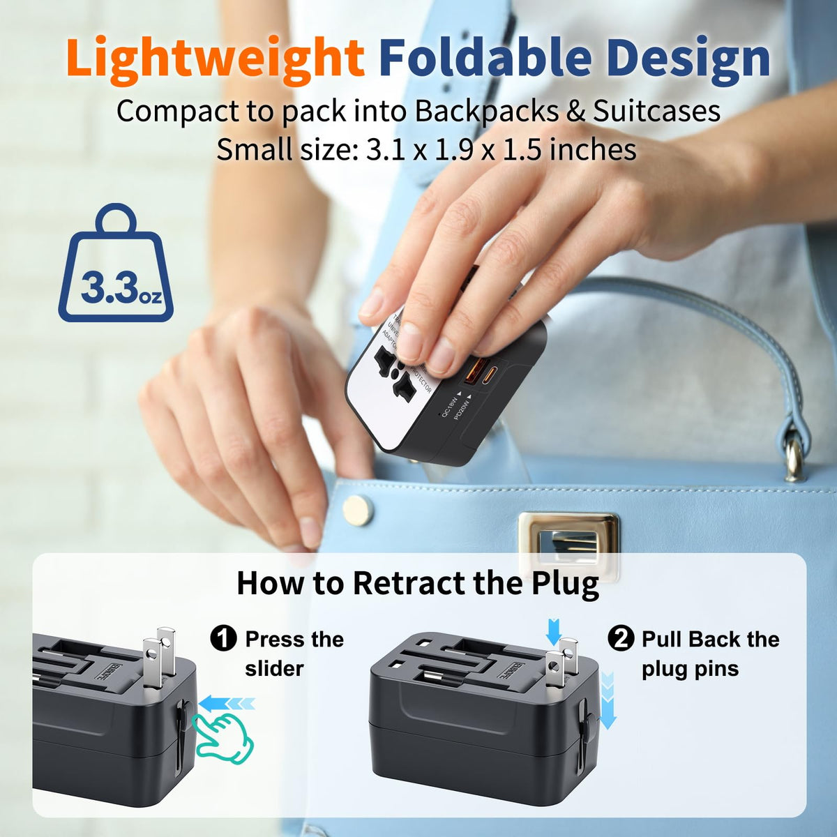 NEWVANGA USB-C 20W PD port enables quick charging of phones and tablets.