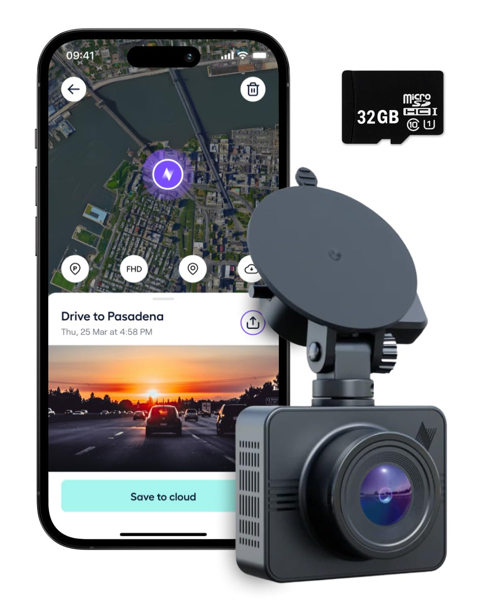 Nexar Beam dash cam front view showing a sleek design for daytime recording