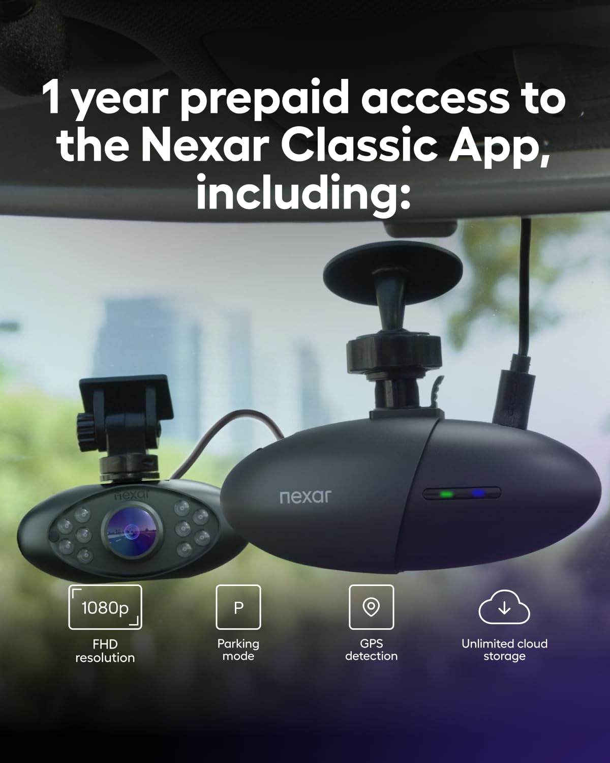 Nexar Pro with 256GB SD card in slot for extended recordings.