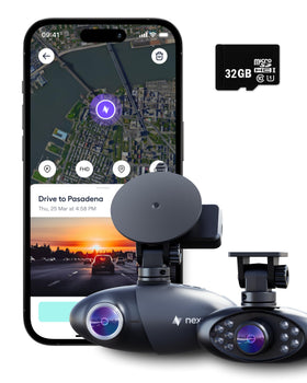Nexar Pro Dual Dash Cam front view shows wide road coverage for day and night use