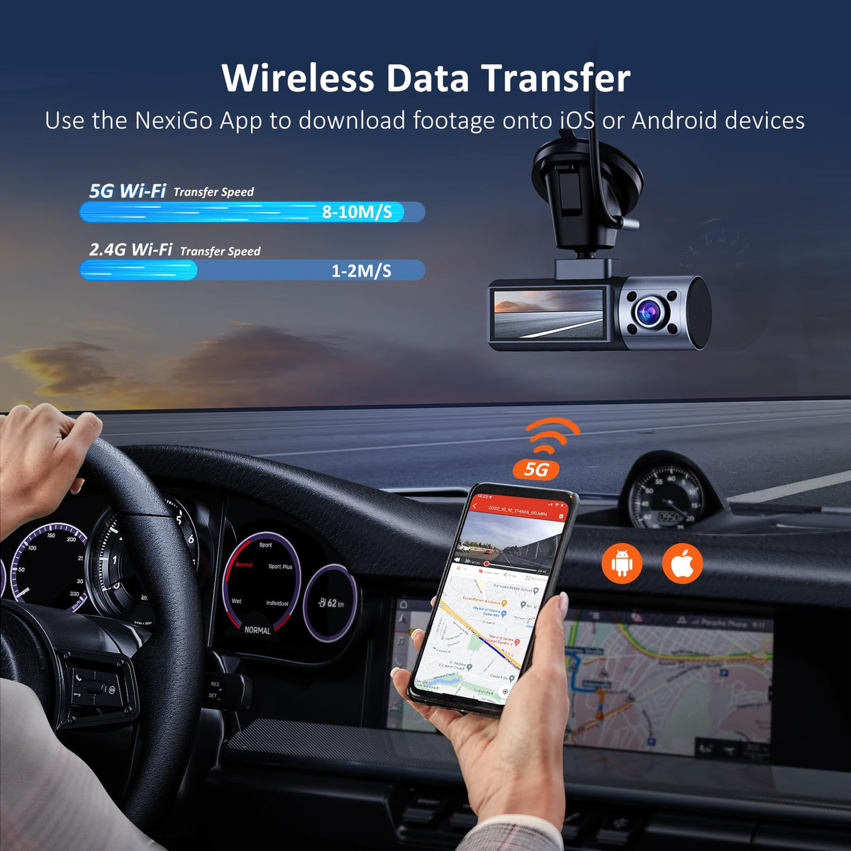 NexiGo D621 rear 1080p recording for comprehensive rear coverage.