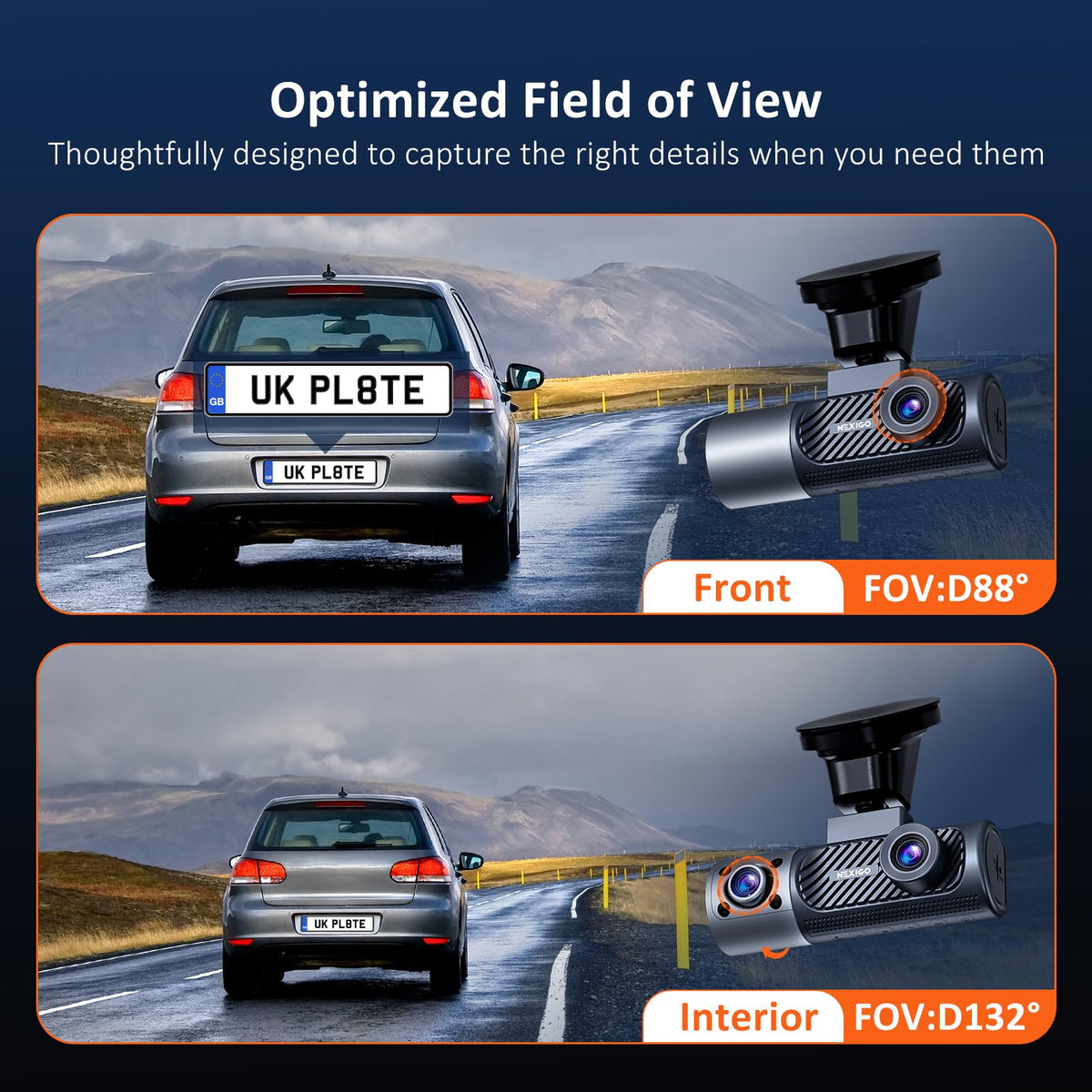 NexiGo D621 rear camera captures wide view of rear events.