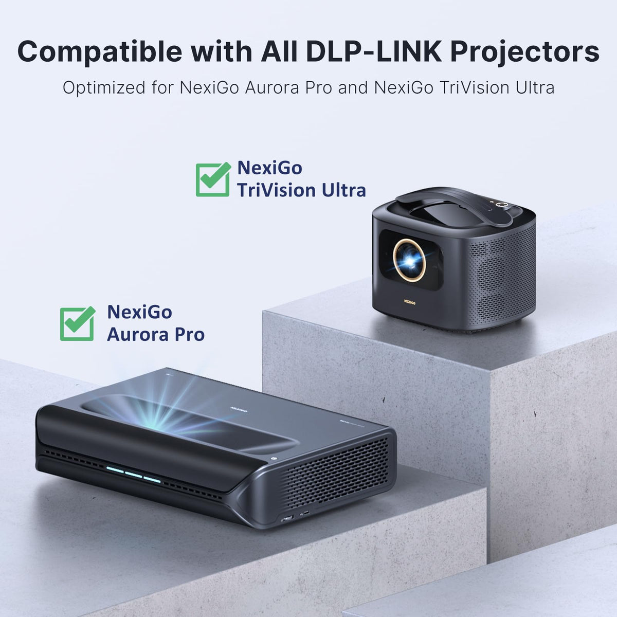NexiGo DLP Link 3D glasses lightweight ergonomic design for all day comfort.