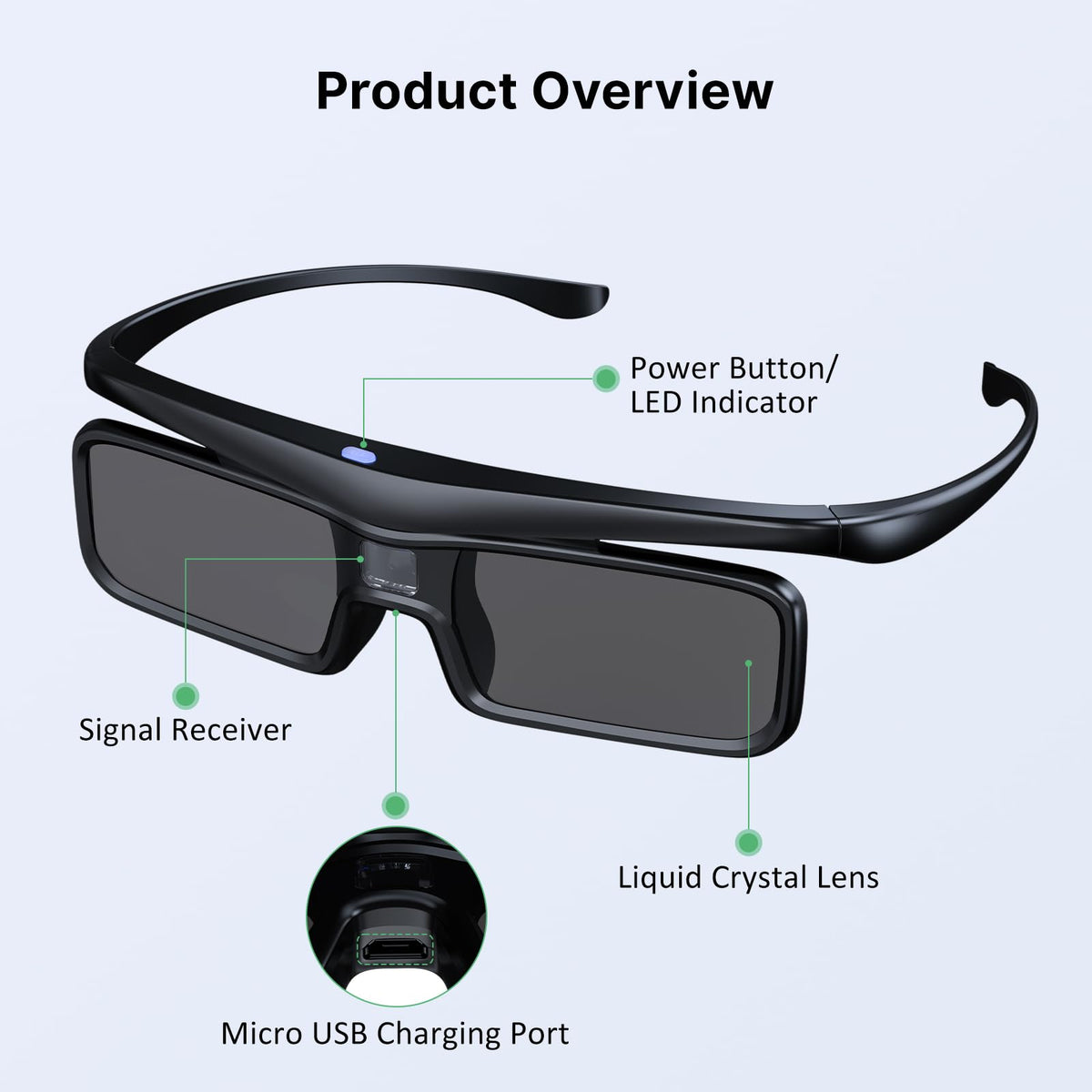 NexiGo DLP Link 3D glasses worn by model, lightweight comfort for extended viewing.