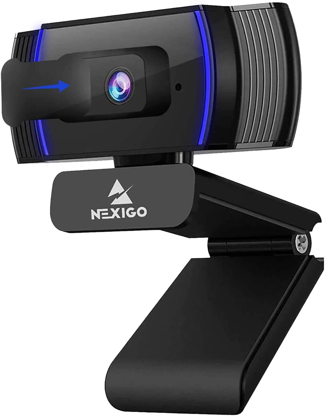 NexiGo N930AF front view showing crisp camera housing and clip, reliable video