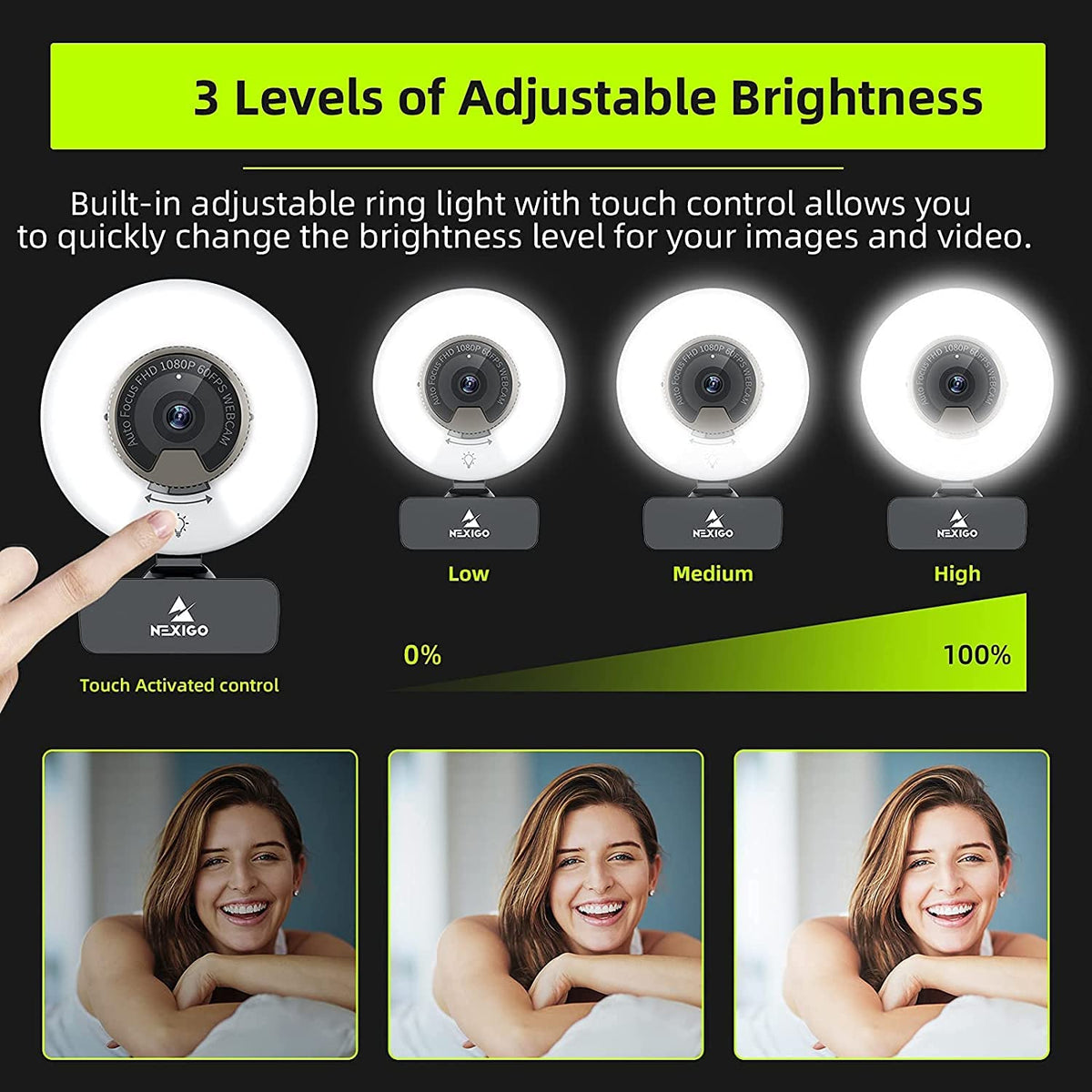 NexiGo dual microphone detail highlighting noise reduction for clearer voice capture