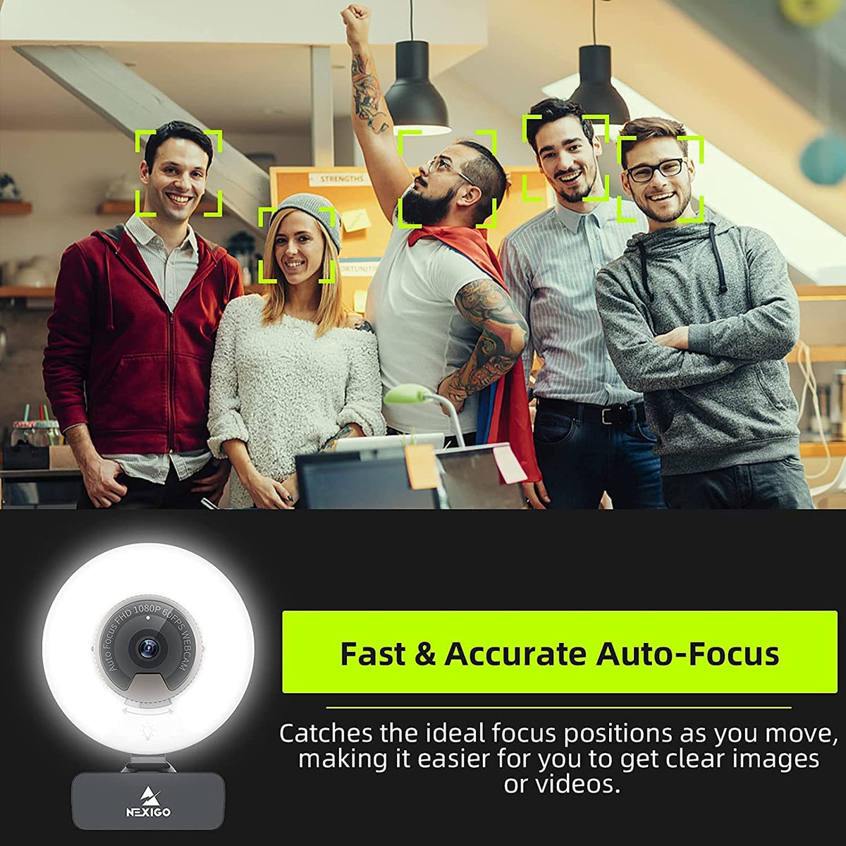 NexiGo privacy shutter closed over lens, ensures visual security when not recording