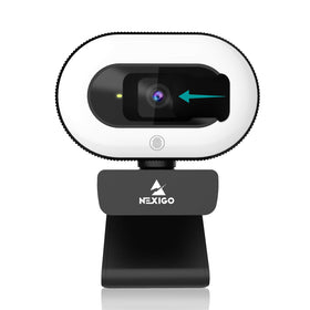 NexiGo front view showing camera and ring light for clear video