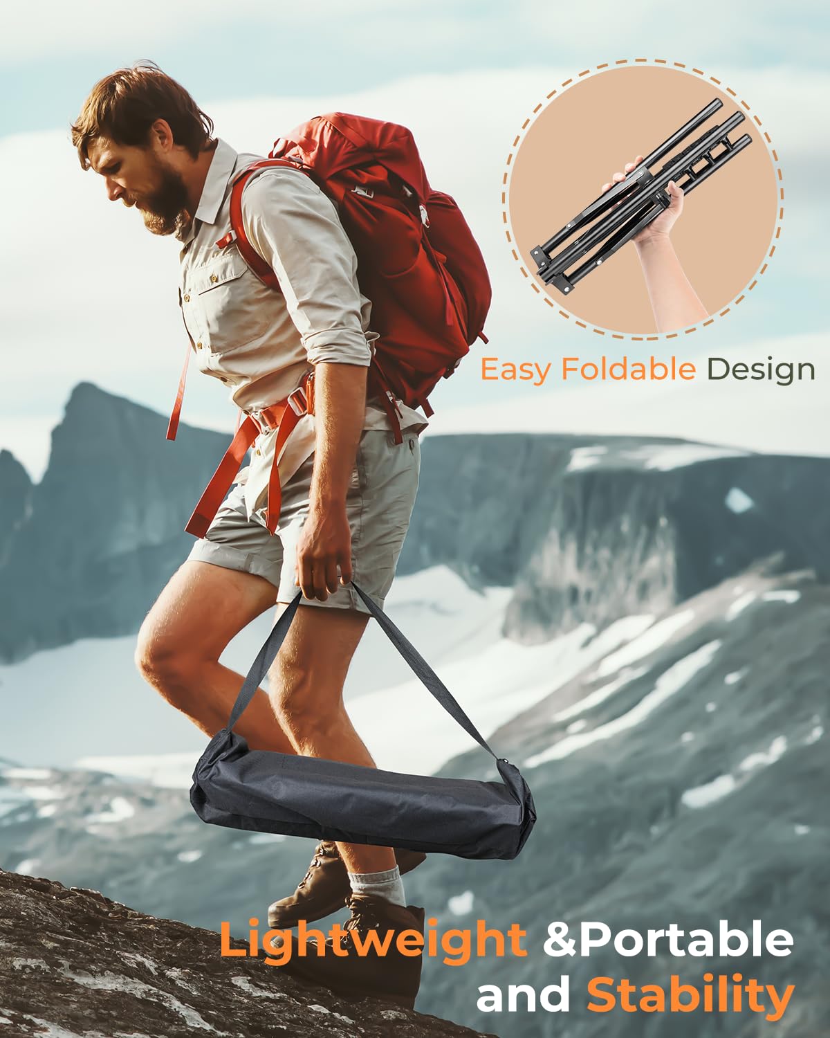 Nexiview extended tripod showing three height levels for optimal signal