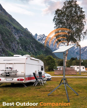 Nexiview mounted on RV rooftop showing stable outdoor connectivity benefit