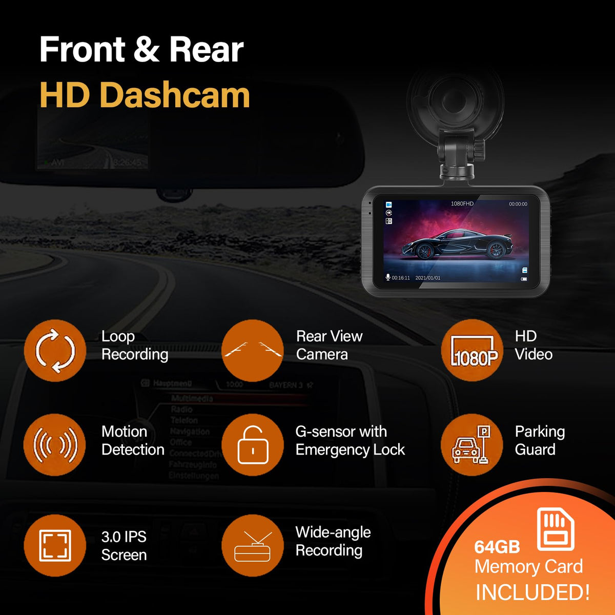 NHOPEEW 3-inch IPS screen playback view for easy on-device review