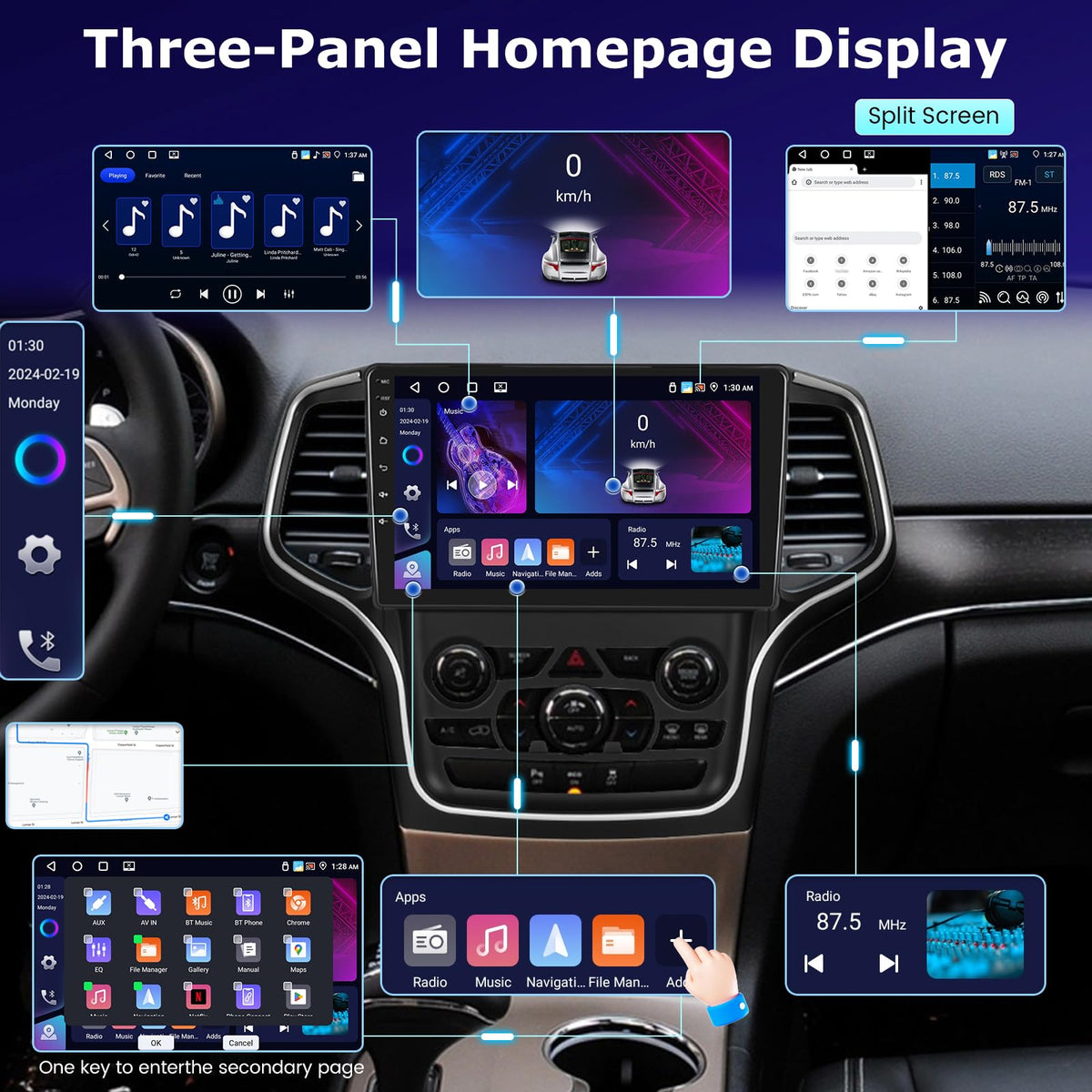 NHOPEEW three-split screen supports multitasking on the go