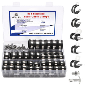 Nicalas 134pcs cable clamps kit neatly organized in a clear box for quick project setup.