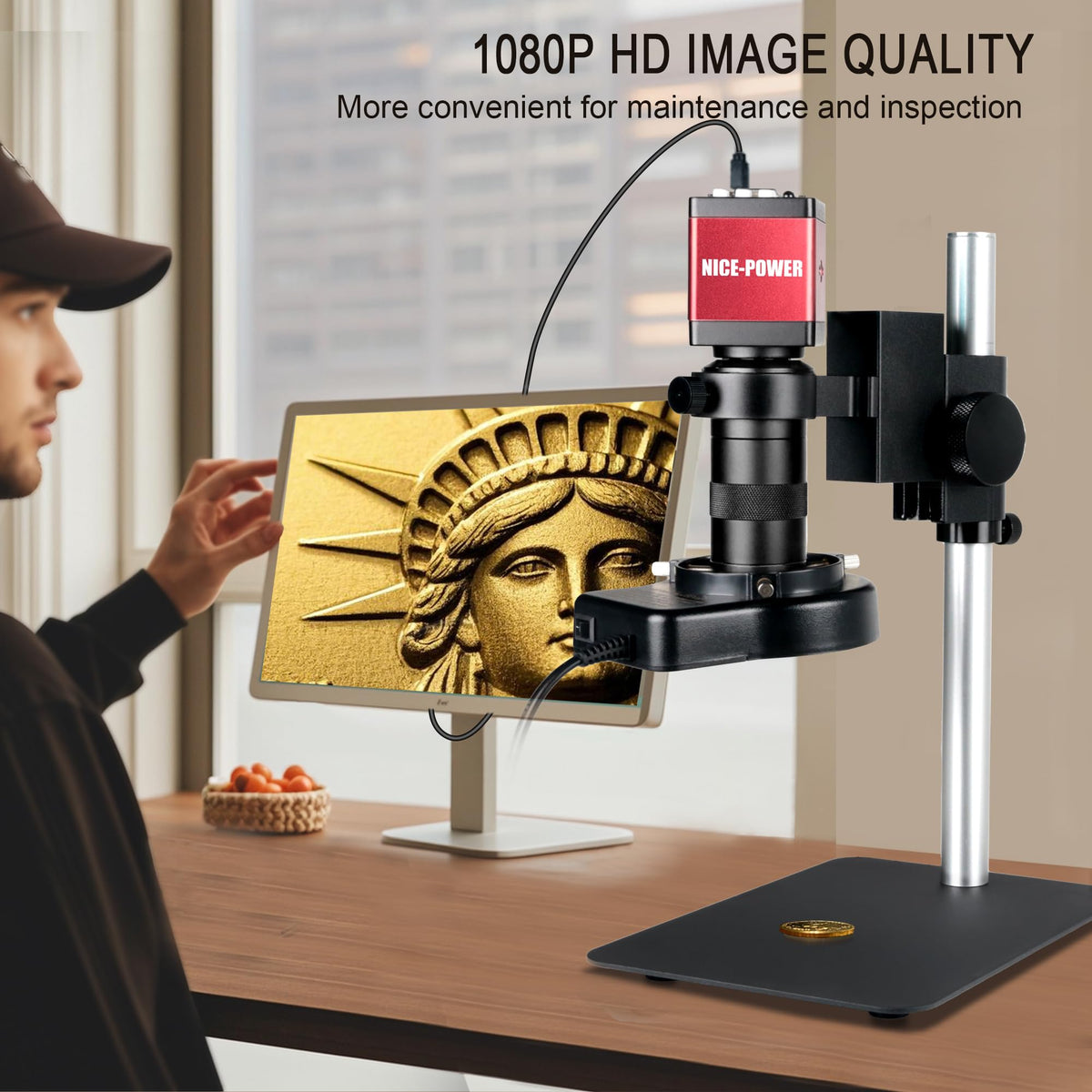 NICE-POWER digital microscope with 130x zoom lens for close component analysis