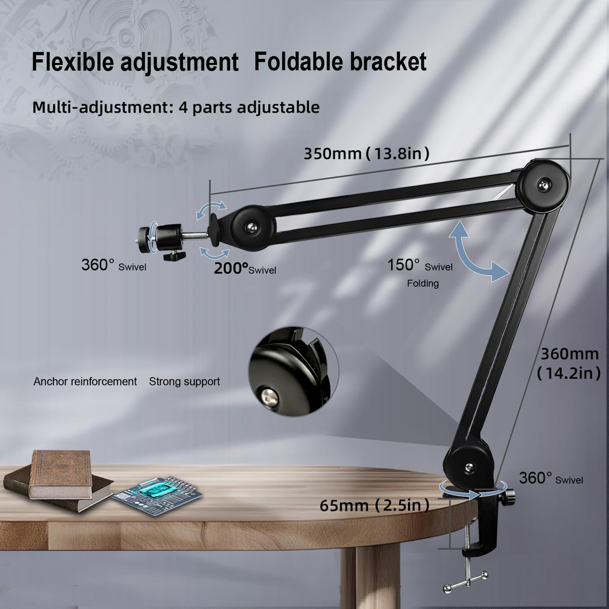 NICE-POWER digital microscope-foldable-stand offers flexible positioning.