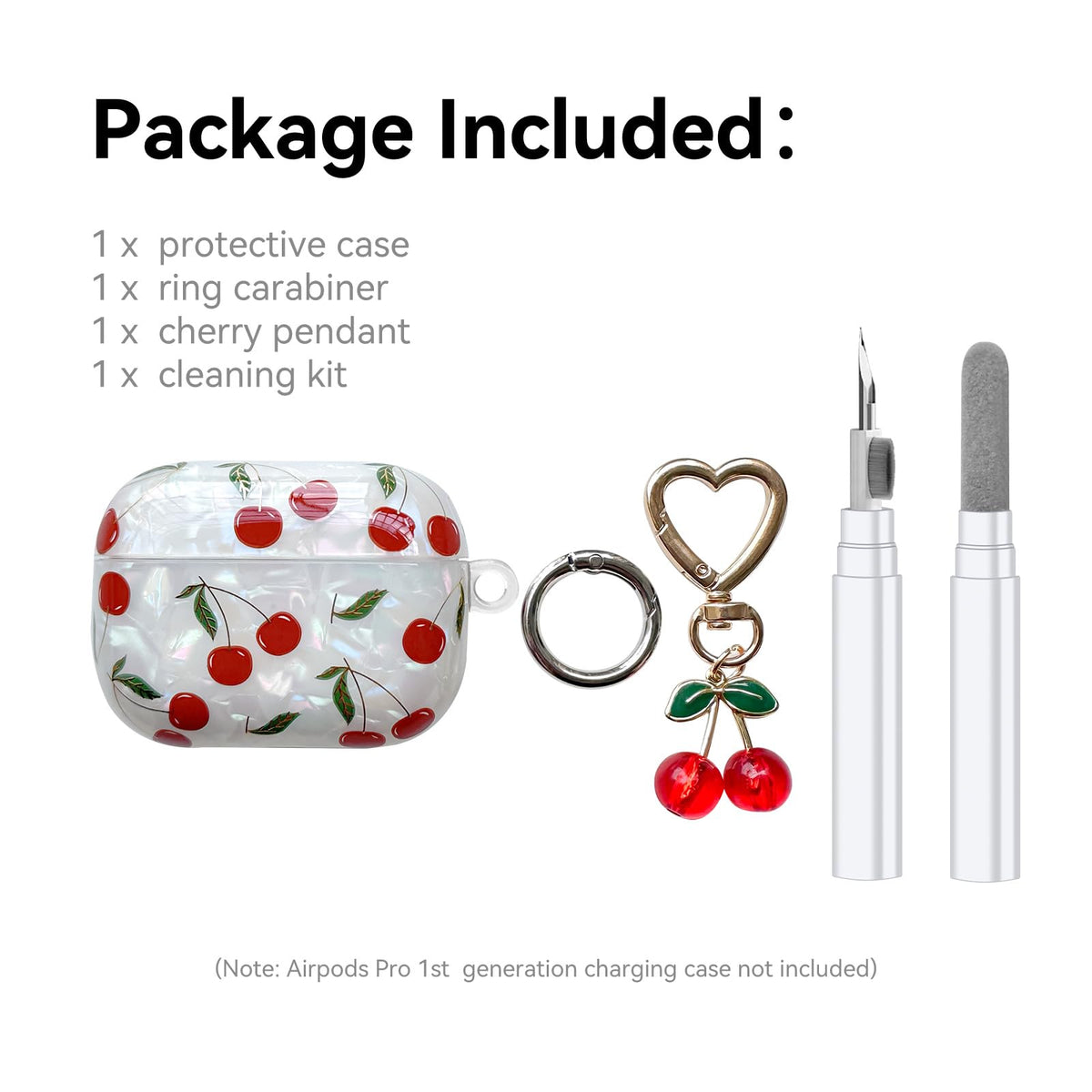 NiceAccs AirPods Pro cherry case shockproof design cushions daily bumps.
