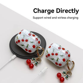 NiceAccs AirPods Pro cherry case wireless charging with LED visible.