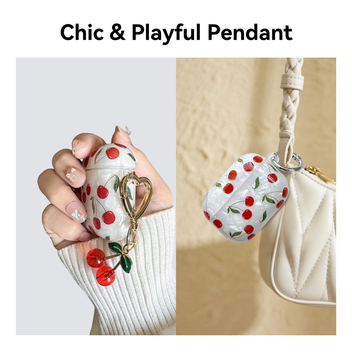 NiceAccs AirPods Pro cherry case with keychain for attachment.