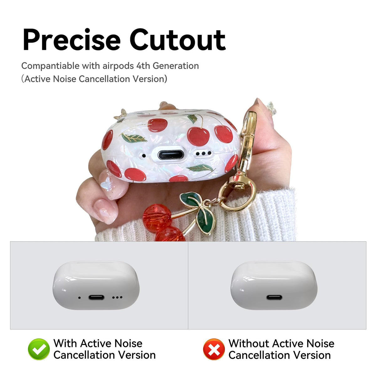 NiceAccs cherry case on wireless pad showing compatibility and convenience