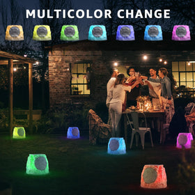 NiceBuy packaging includes LED stone speaker, USB charging cable, and user manual.