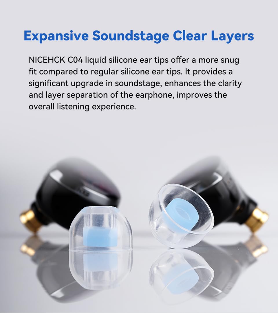 NICEHCK C04 L eartip closeup showcasing stable seal for isolation.