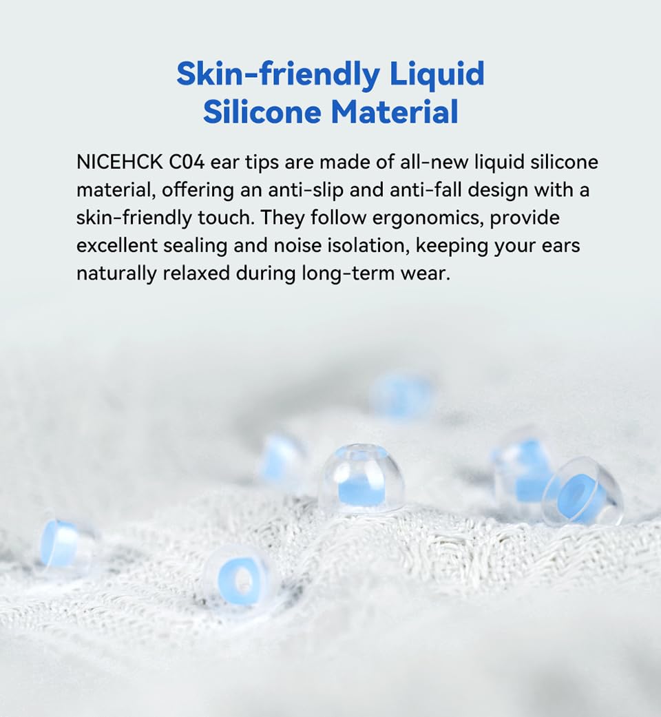 NICEHCK C04 M eartip closeup emphasizing durable silicone for long use.